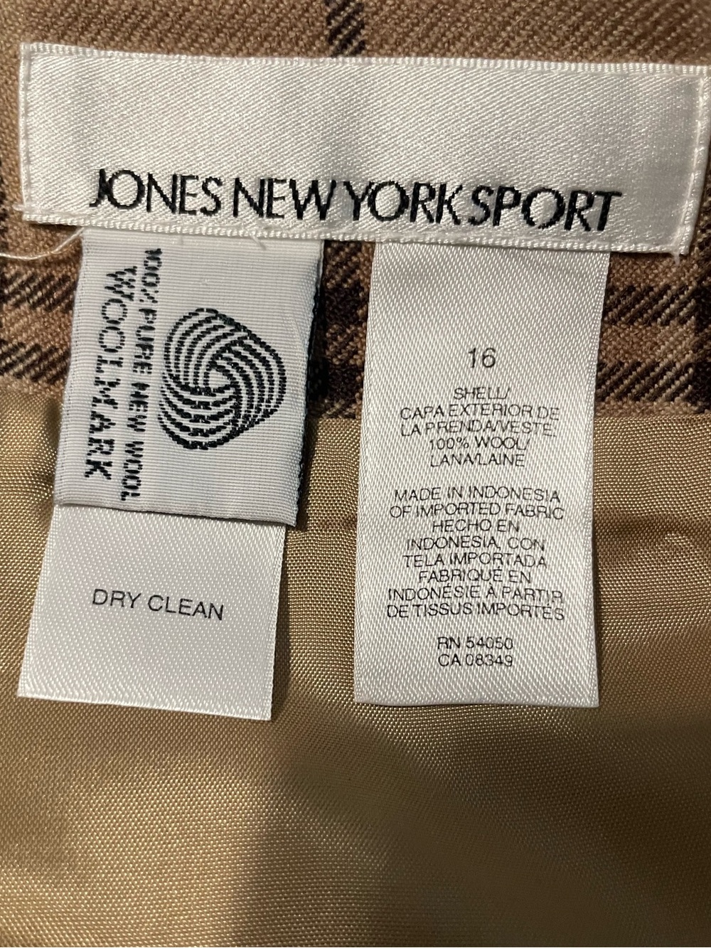 Jones New York Sport 100% Wool Plaid Full Wrap Skirt Size 16 Brown - Picture 5 of 8